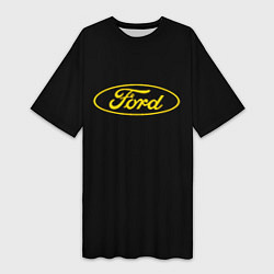 Женская длинная футболка Ford logo yellow