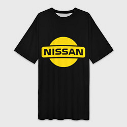 Женская длинная футболка Nissan yellow logo