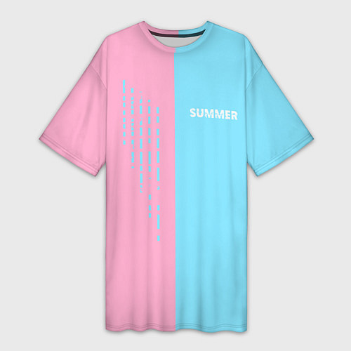 Женская длинная футболка Summer-pink and blue / 3D-принт – фото 1