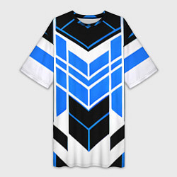 Женская длинная футболка Blue and black stripes on a white background