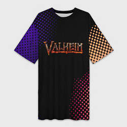 Женская длинная футболка Valheim logo pattern