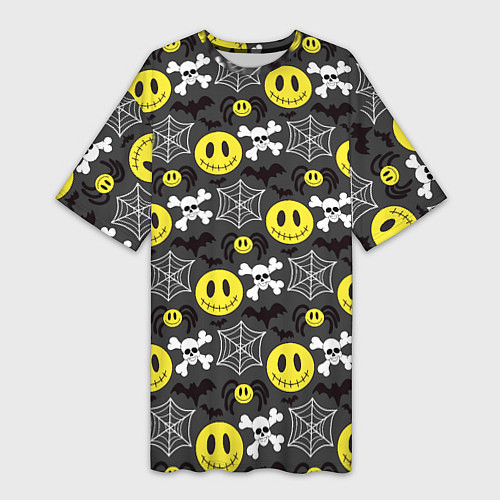 Женская длинная футболка Смайлик хэллоуин / 3D-принт – фото 1