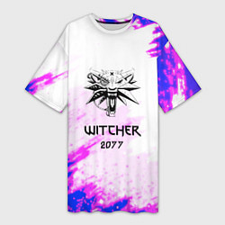 Футболка женская длинная The Witcher colors neon, цвет: 3D-принт