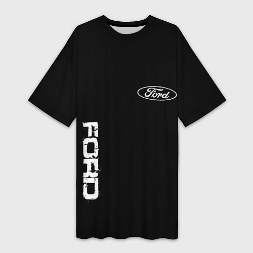 Женская длинная футболка Ford logo white steel / 3D-принт – фото 1