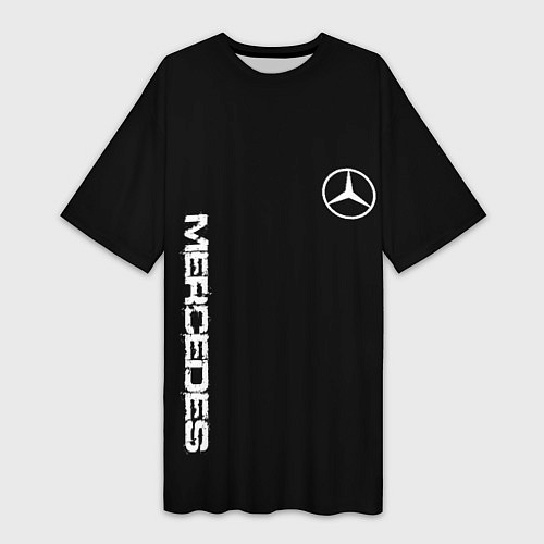 Женская длинная футболка Mercedes benz logo white auto / 3D-принт – фото 1