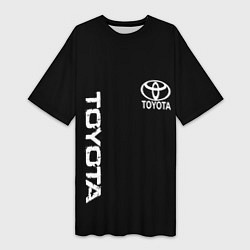 Футболка женская длинная Toyota logo white steel, цвет: 3D-принт