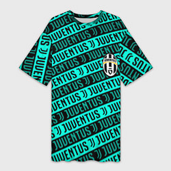 Футболка женская длинная Juventus pattern logo steel, цвет: 3D-принт