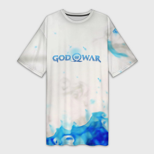 Женская длинная футболка Война богов синий огонь олимпа / 3D-принт – фото 1