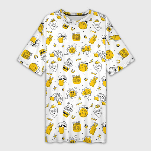 Женская длинная футболка Хиппи бла бла / 3D-принт – фото 1