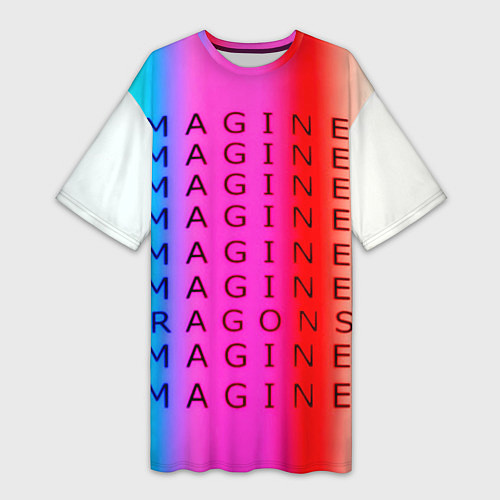 Женская длинная футболка Imagine Dragons neon rock / 3D-принт – фото 1