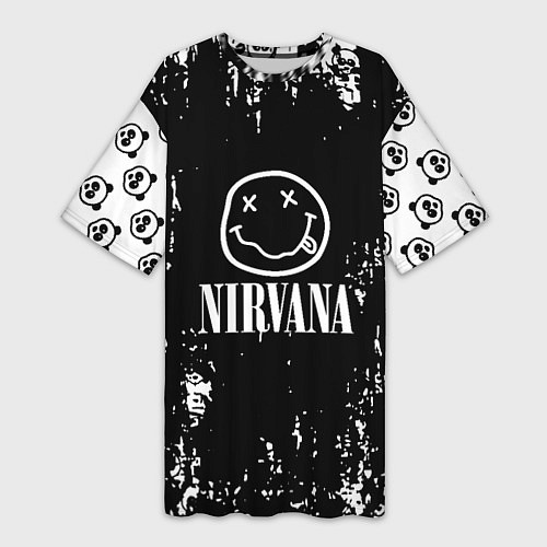 Женская длинная футболка Nirvana teddy / 3D-принт – фото 1