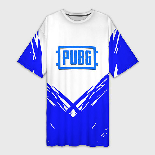 Женская длинная футболка PUBG синие краски / 3D-принт – фото 1