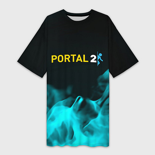 Женская длинная футболка Portal fire blue / 3D-принт – фото 1