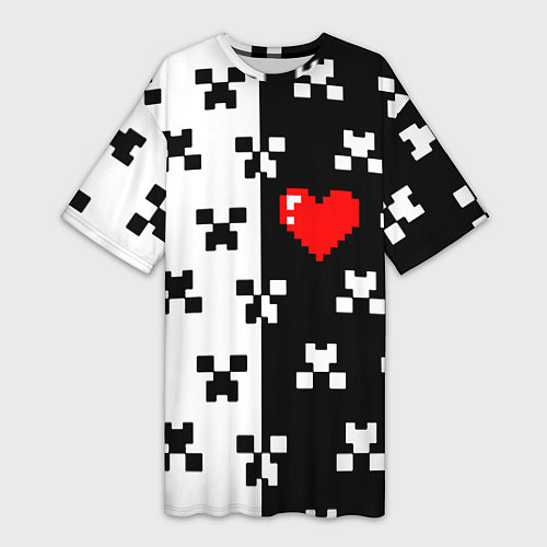 Женская длинная футболка Minecraft pattern love / 3D-принт – фото 1