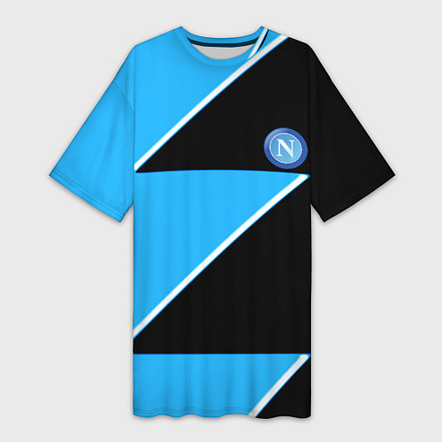 Женская длинная футболка Napoli fc geometry blue / 3D-принт – фото 1