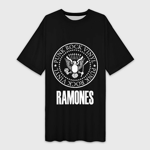 Женская длинная футболка Ramones rock logo / 3D-принт – фото 1