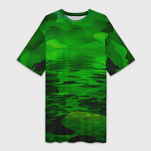 Женская длинная футболка Камуфляж с водой / 3D-принт – фото 1