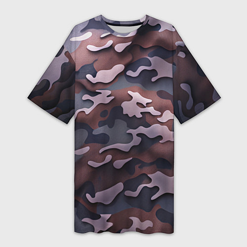 Женская длинная футболка Камуфляж-грязь / 3D-принт – фото 1