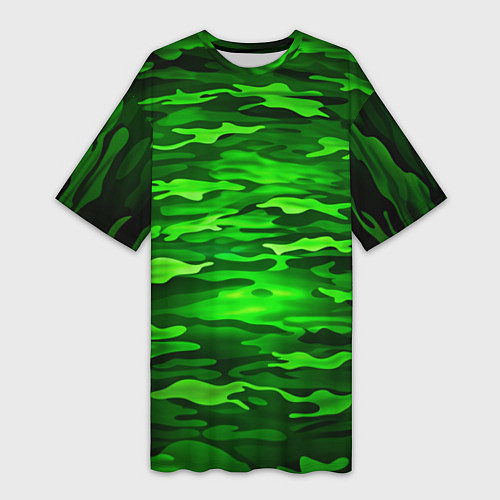 Женская длинная футболка Зелёные водоросли-камуфляж / 3D-принт – фото 1