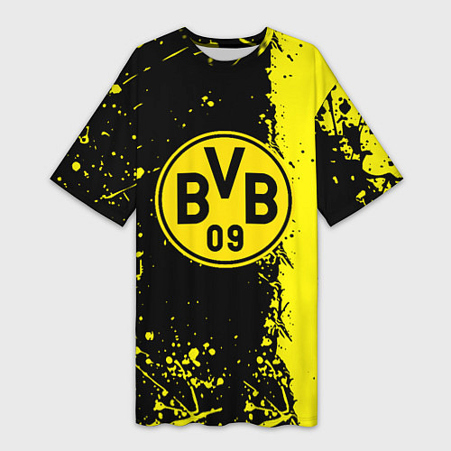 Женская длинная футболка Borussia fc краски / 3D-принт – фото 1