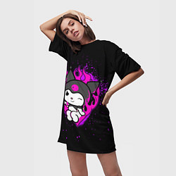 Футболка женская длинная Огненное сердце Куроми, цвет: 3D-принт — фото 2