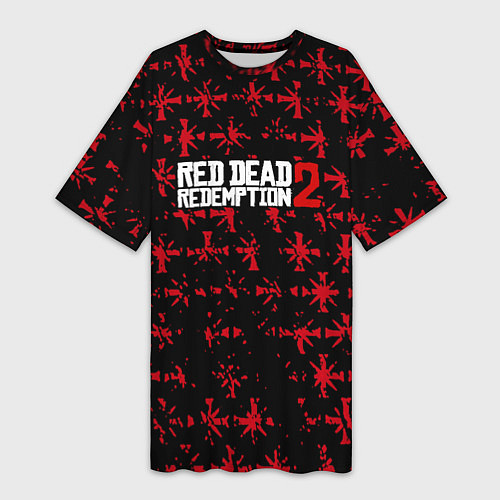 Женская длинная футболка Red dead redemption x farcry pattern / 3D-принт – фото 1