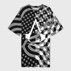 Женская длинная футболка Assassins Creed logo game usa