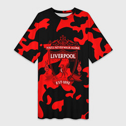 Футболка женская длинная Liverpool камуфляжный стиль, цвет: 3D-принт