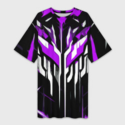 Футболка женская длинная Purple and white abstraction on a black background, цвет: 3D-принт