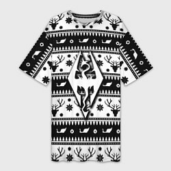 Футболка женская длинная The Elder Scrolls winter deer pattern, цвет: 3D-принт