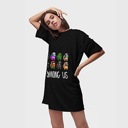 Футболка женская длинная Among us game, цвет: 3D-принт — фото 2