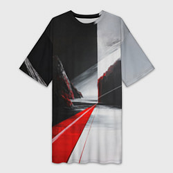 Футболка женская длинная Футуристичный пейзаж в стиле авангард, цвет: 3D-принт