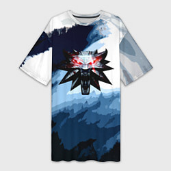 Футболка женская длинная Ведьмак лого волк, цвет: 3D-принт