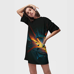 Футболка женская длинная Разлом плиты - абстрактная расщелина, цвет: 3D-принт — фото 2