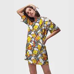 Футболка женская длинная Граффити пиво пенное, цвет: 3D-принт — фото 2