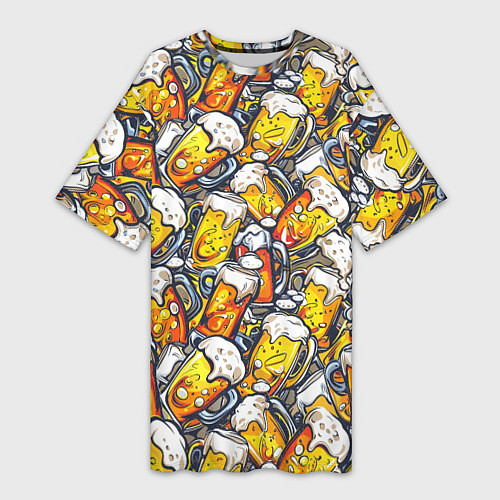 Женская длинная футболка Граффити пиво пенное / 3D-принт – фото 1