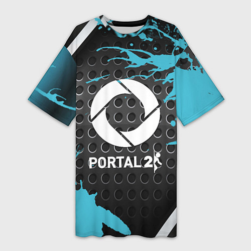 Женская длинная футболка Portal game краски / 3D-принт – фото 1