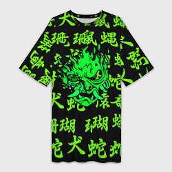 Футболка женская длинная Cyberpunk 2077 game japan, цвет: 3D-принт