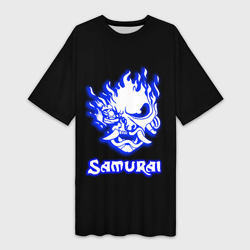 Женская длинная футболка Samurai logo ghost / 3D-принт – фото 1