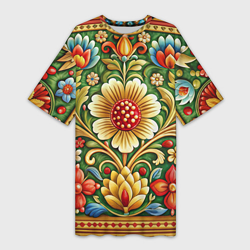 Женская длинная футболка Стиль советского ковра узоры и орнамент / 3D-принт – фото 1
