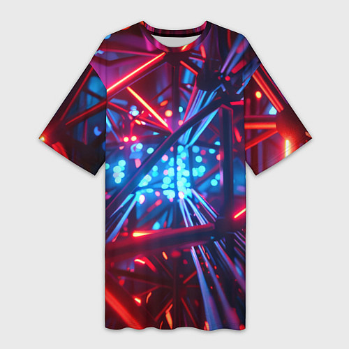 Женская длинная футболка Неоновые трубки / 3D-принт – фото 1