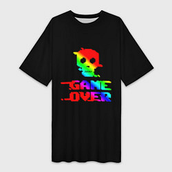 Женская длинная футболка Game over gradient