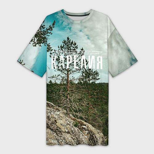 Женская длинная футболка Природа Карелии / 3D-принт – фото 1