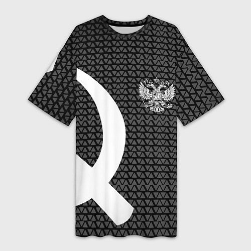 Женская длинная футболка Герб РФ паттерн стиль ссср / 3D-принт – фото 1