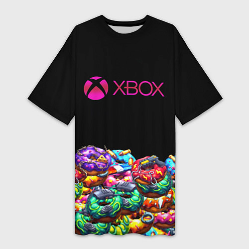 Женская длинная футболка Xbox пончики / 3D-принт – фото 1