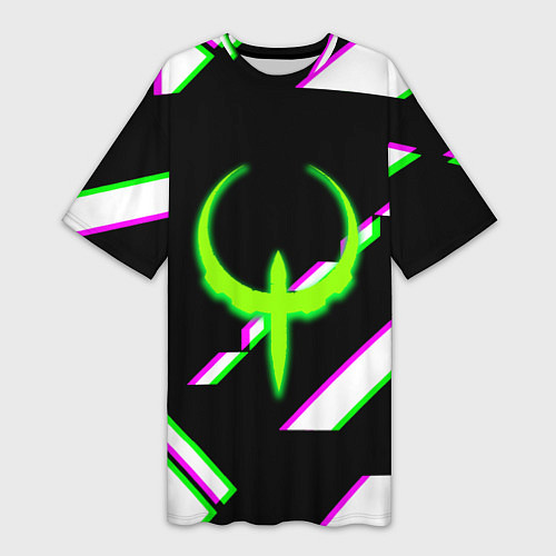 Женская длинная футболка Quake глитч геометрия / 3D-принт – фото 1