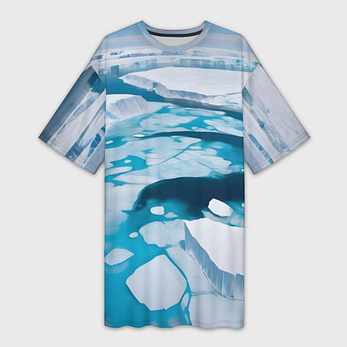 Женская длинная футболка Арктический лед / 3D-принт – фото 1