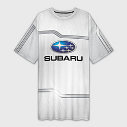 Женская длинная футболка Subaru auto steel metal