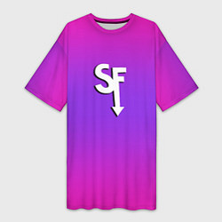 Женская длинная футболка Sally Face neon gradient