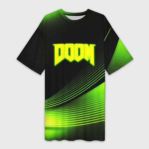 Женская длинная футболка Doom абстракция кислотная / 3D-принт – фото 1